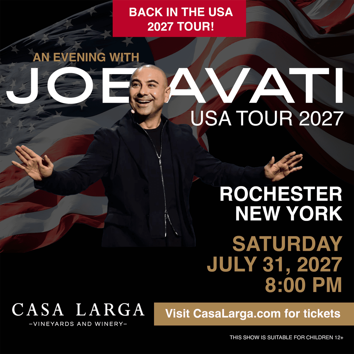 Joe Avati Returns to Casa Larga! | Saturday July 31, 2027 (Dinner & Show)