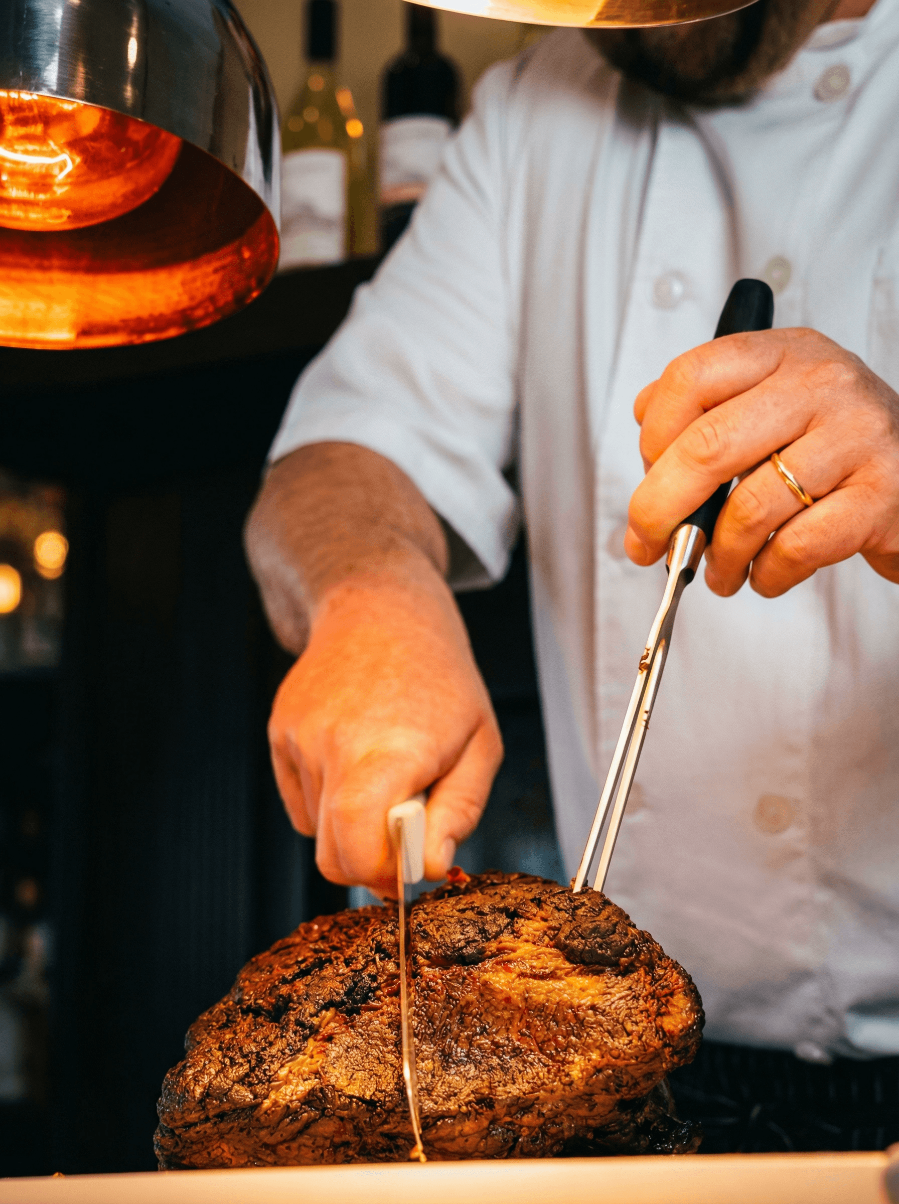 Executive chef preparing dishes