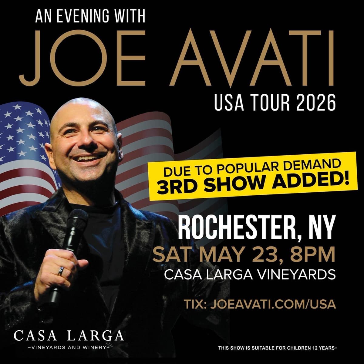 Joe Avati, Dinner & Show May 23, 2026