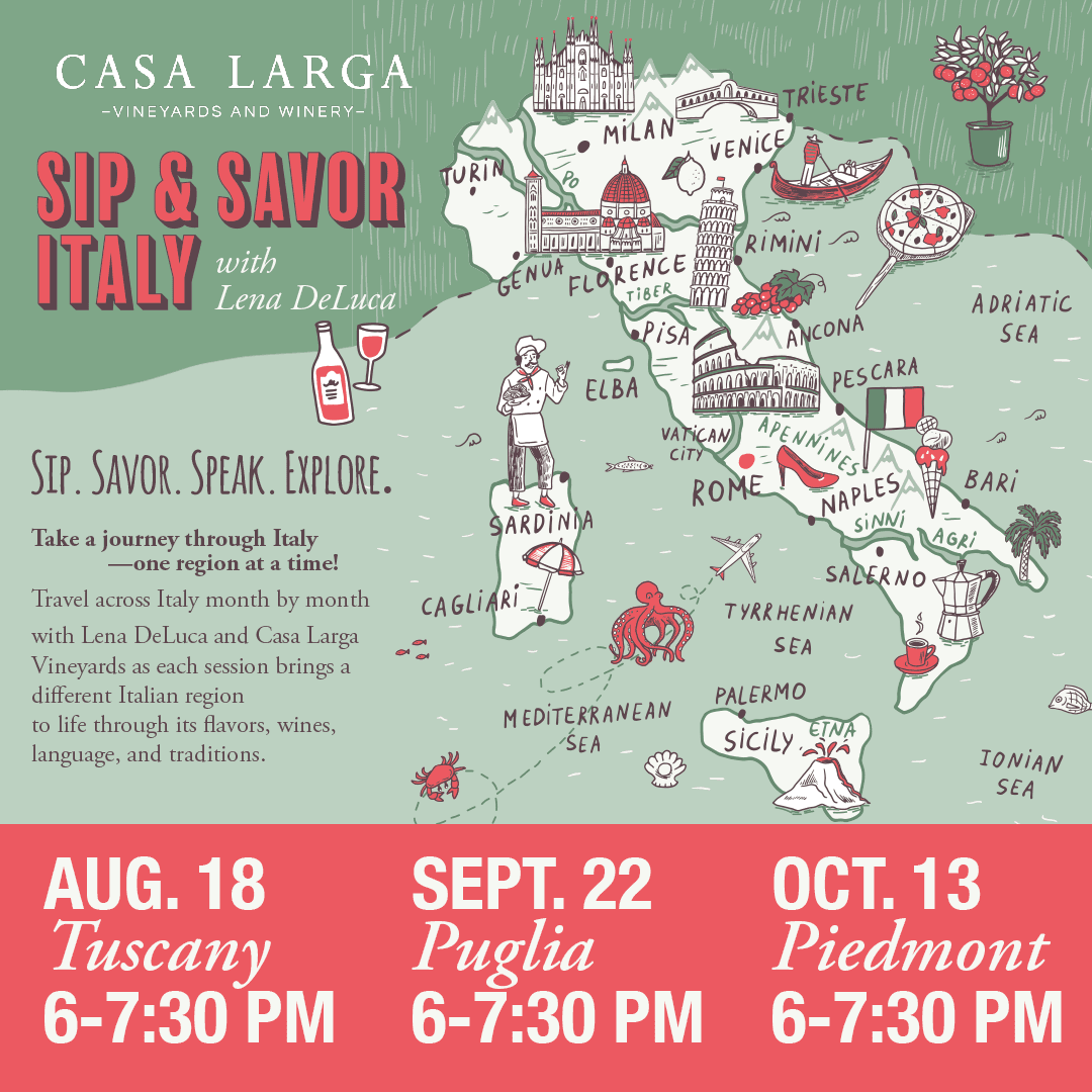 Casa Larga’s Sip and Savor Italy -Piemonte (Piedmont) – with Lena De Luca | October 13, 2026