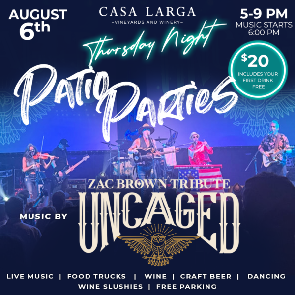 08/06/2026 Patio Party - Uncaged Zac Brown Tribute Band